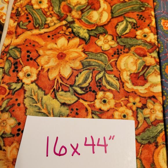 Cotton Fabric Lot 8 Pcs Fall Brown Prints Floral Geo Dot 18x44–10x21" Orange - Picture 9 of 10